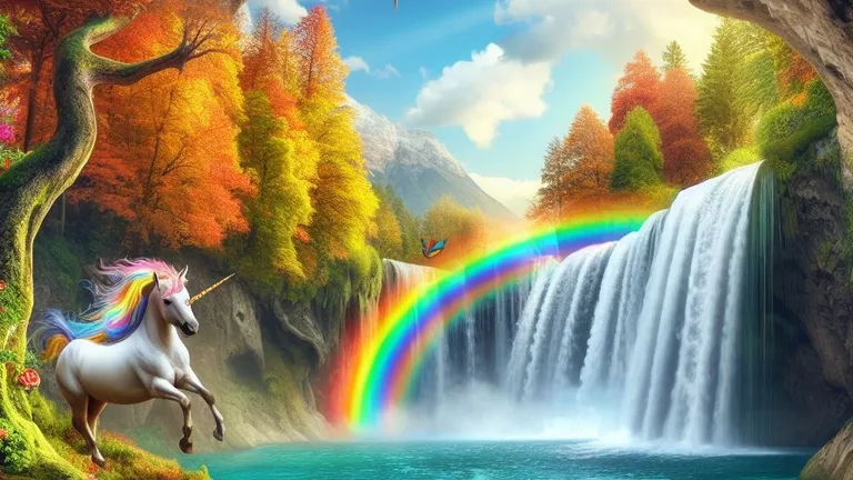 A unicorn and rainbow illustration